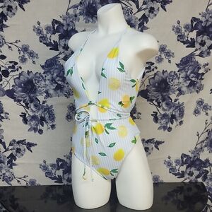 Vibrant Lemon Print One Piece Swimsuit